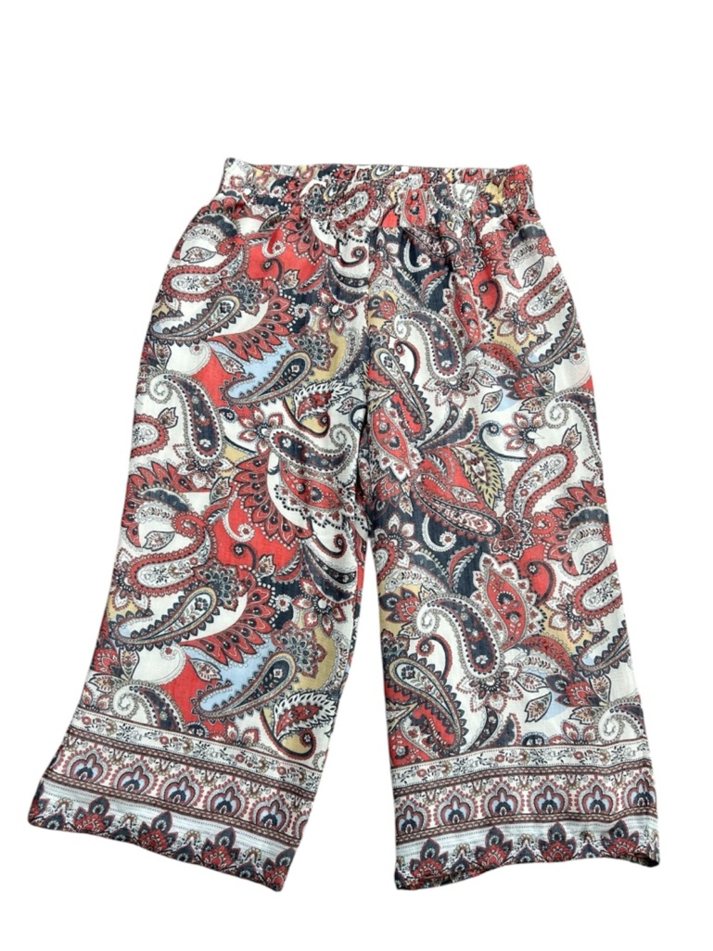 New Directions Wide Leg Palazzo Pants, Bohemian Paisley Print, Flowy, size XL